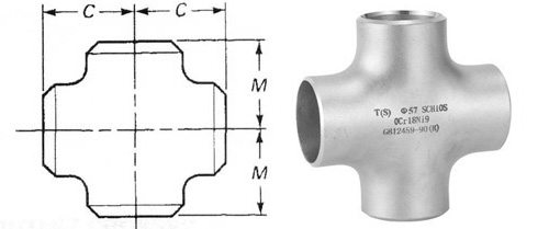 ASME B 16.9のButtweldまっすぐな十字の次元